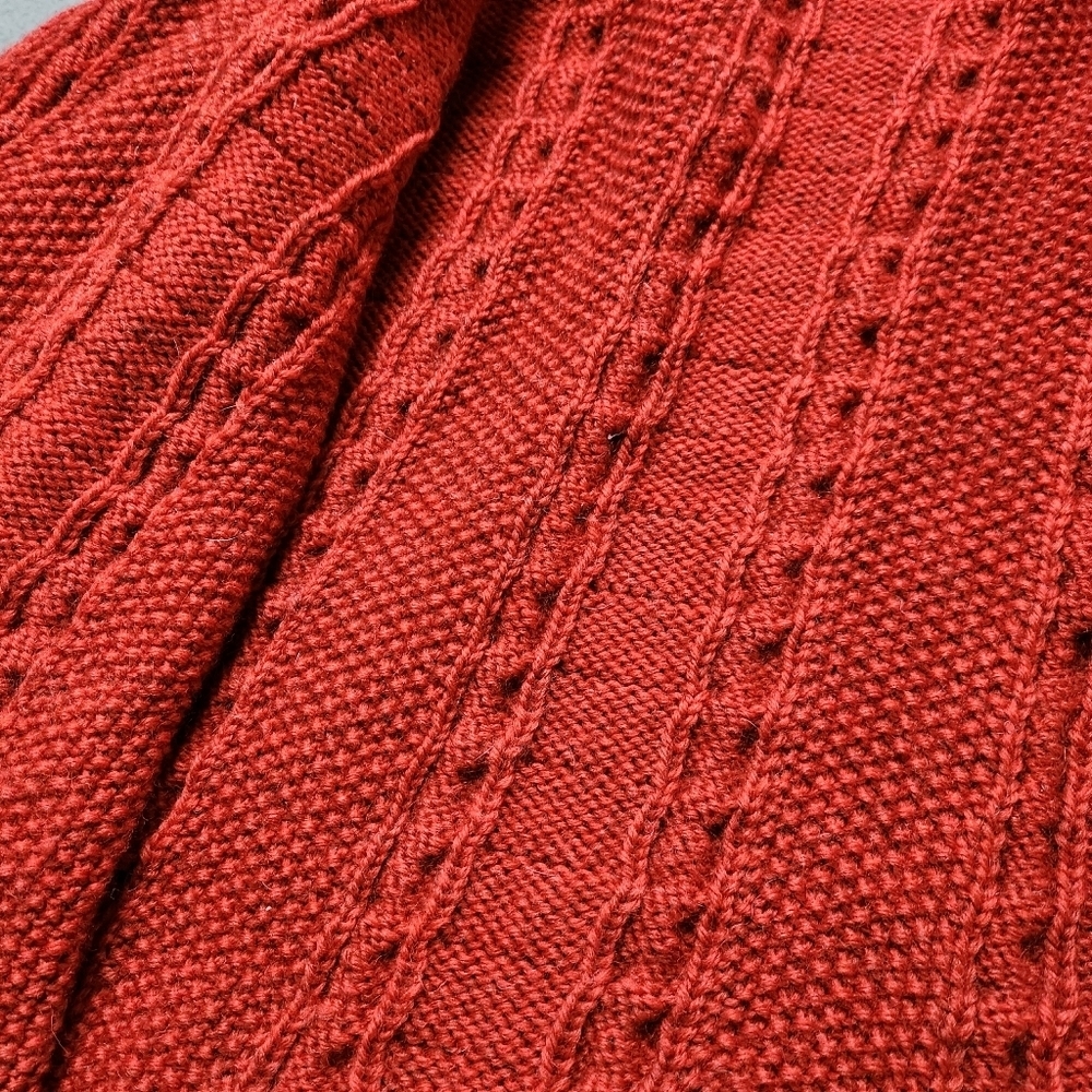 Hand Knit Cable Knit Wool Cardigan Sweater Cardigan Hand Knit Vtg - Picture 5 of 15